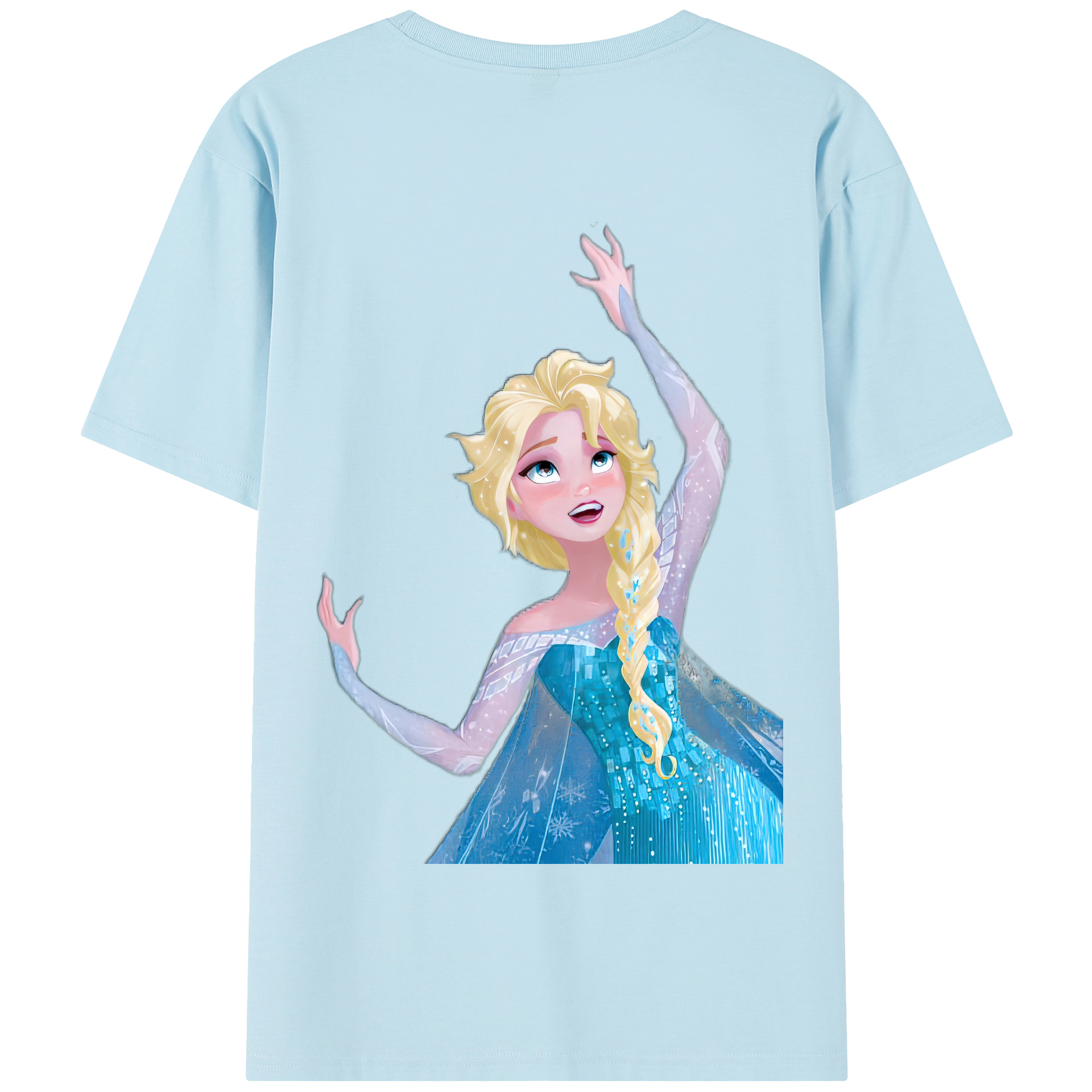（画像用） アナと雪の女王 アンナ エルサ Frozen Anna Elsa 綿100％半袖Tシャツ（背面プリント）
